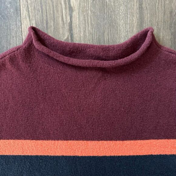 Loft Sleeveless Sweater Pullover Striped Mock Neck Poncho Vest Women's Sz Small - Picture 2 of 6